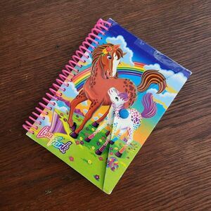 Vintage LISA FRANK Spiral Bound Rainbow Lollipop Horse Paper Notebook 90s Snap